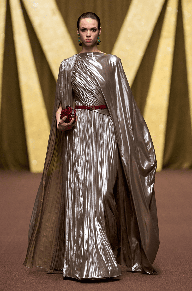 Metallic Gold Chiffon Gown