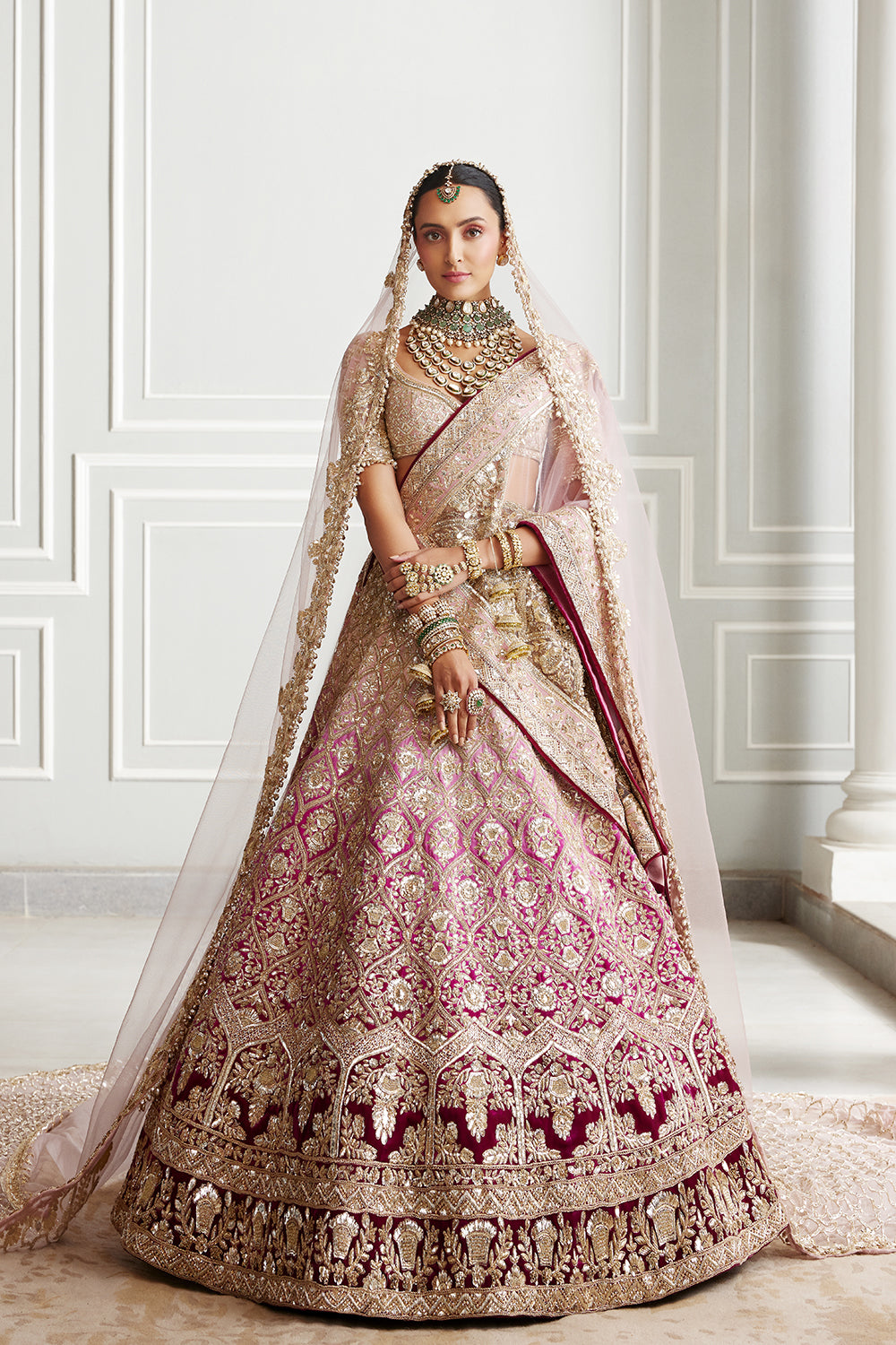 Pink Dual-Tone Badla Lehenga Set