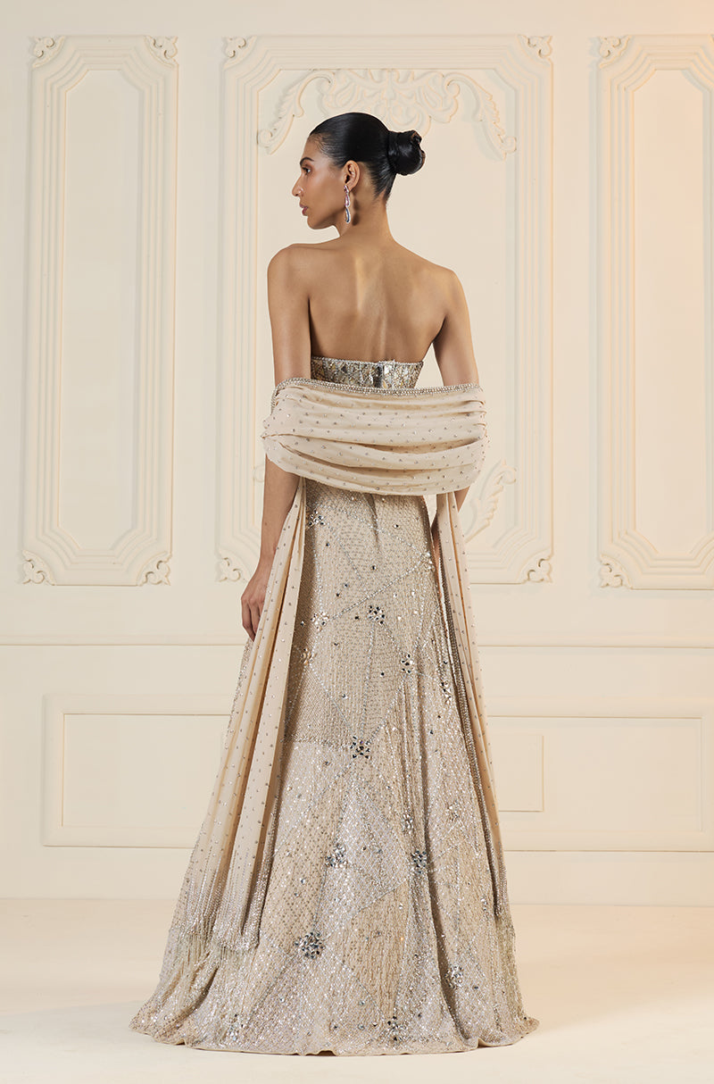 Ivory Stone Encrusted Lehenga Set