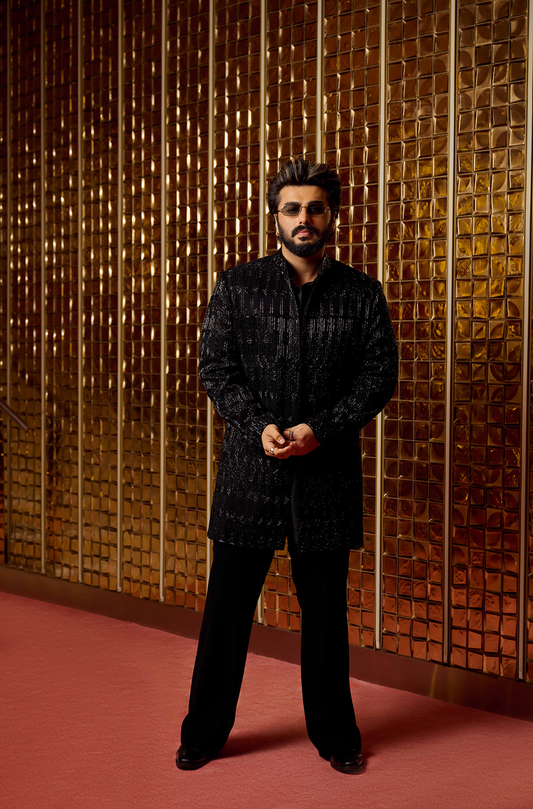 Arjun Kapoor in our Black Tonal Embroidered Sherwani Set