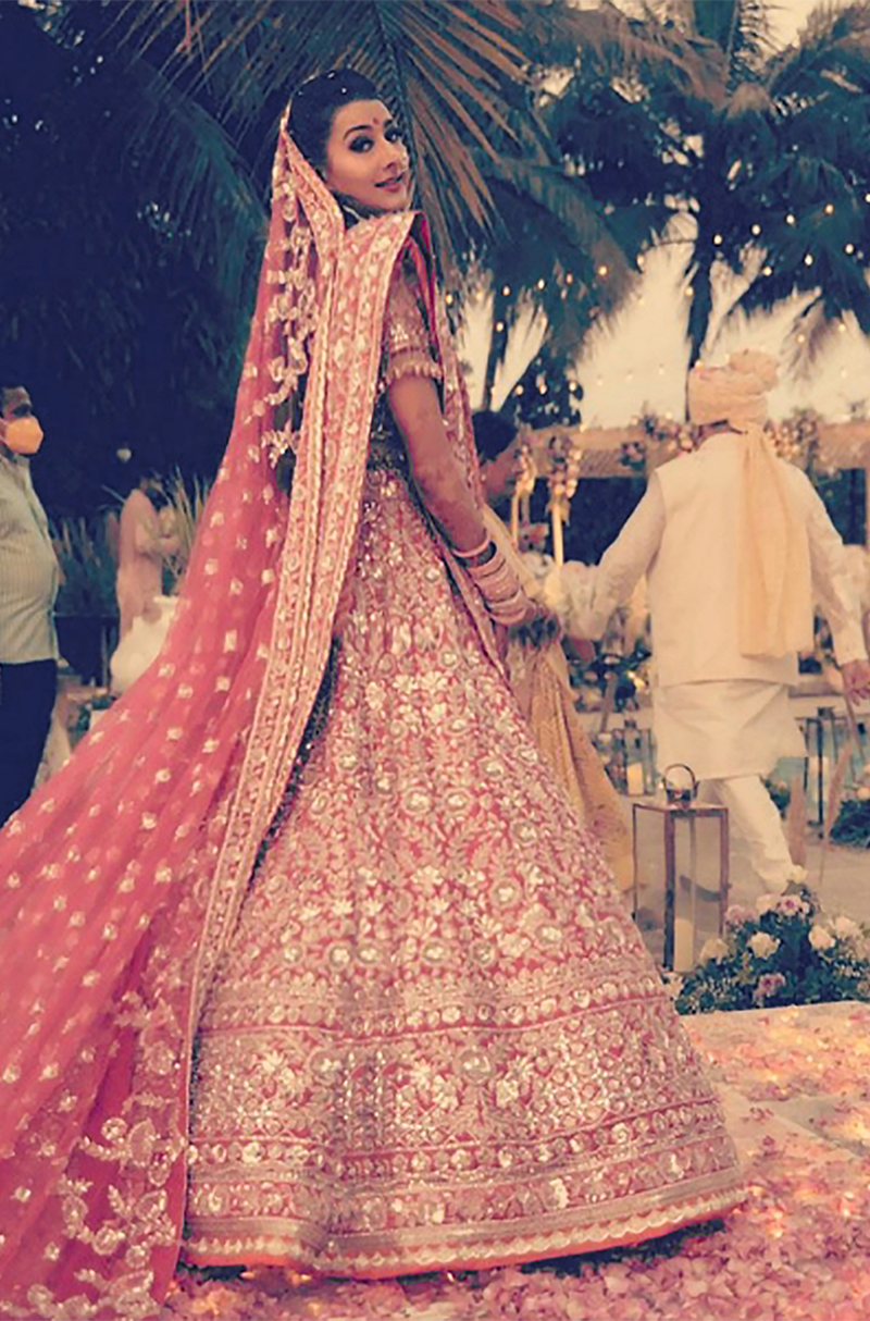 Bride: Gargi Vardhan in our Hot Pink Zardosi Lehenga Set  Manish Malhotra