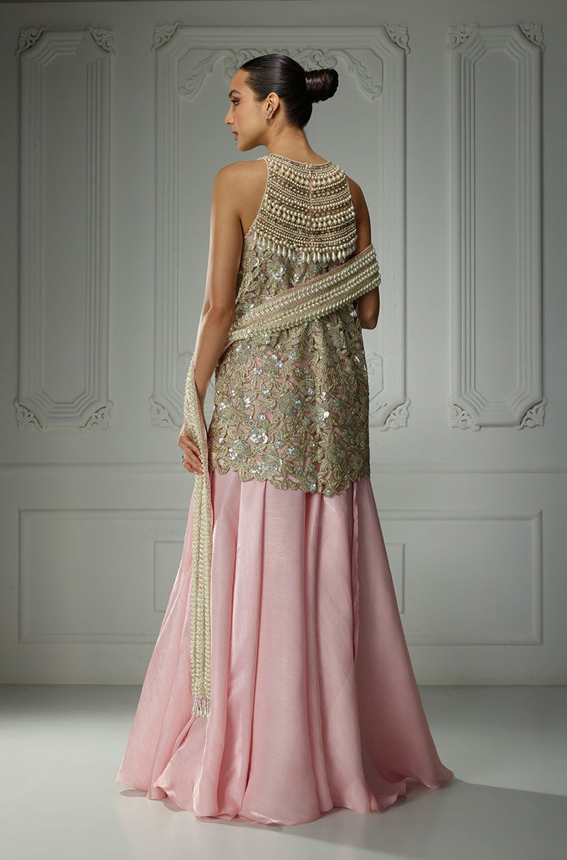 Pink Sequin Embroidered Kurta Set