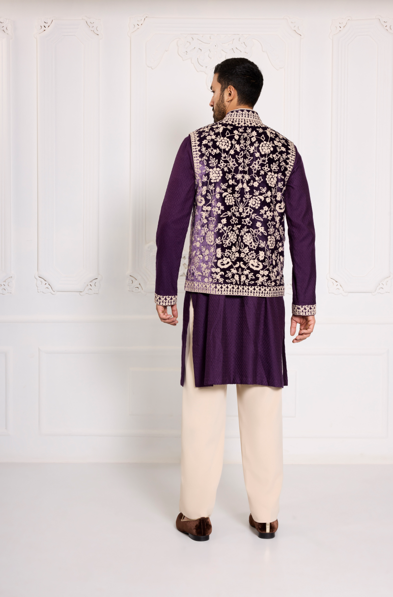 Purple Dori Embroidered Bundi Set