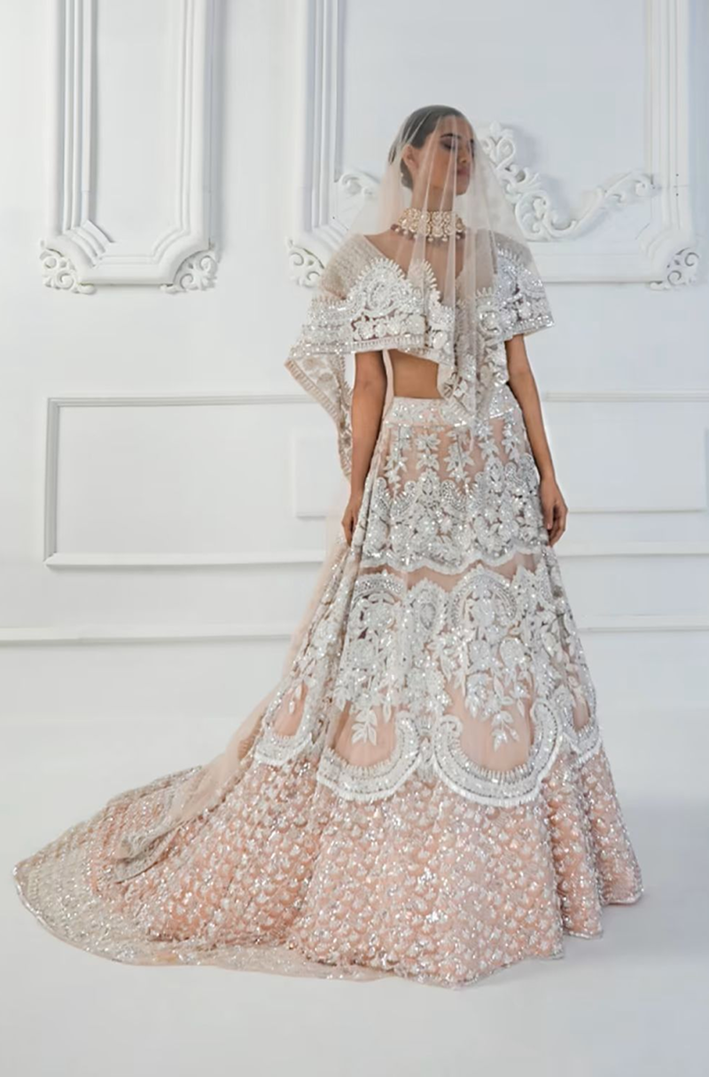 Peach Kashmiri Lehenga Set