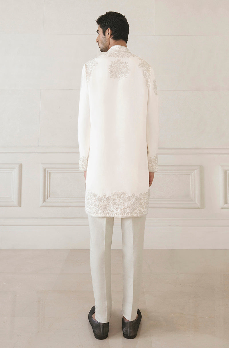 Cotton White Cord Crepe Kurta Set