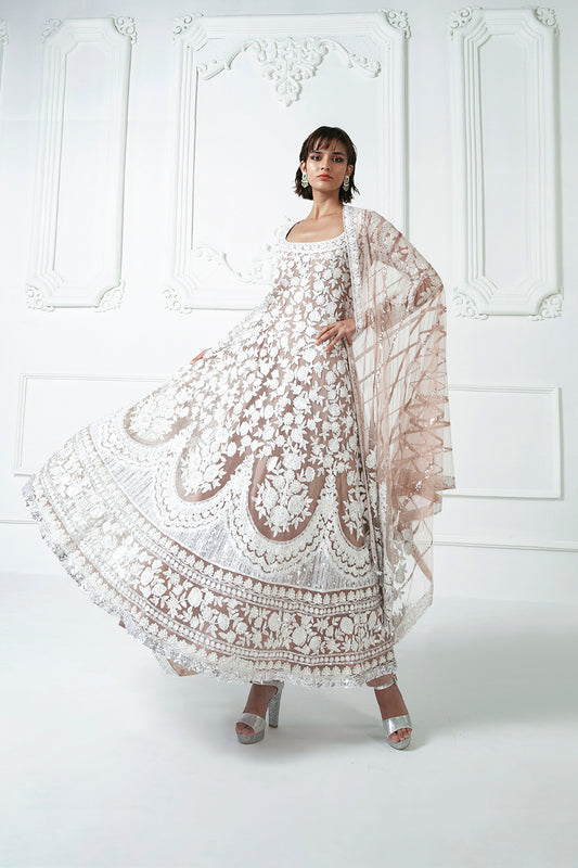 Beige Kashmiri Anarkali Kurta Set