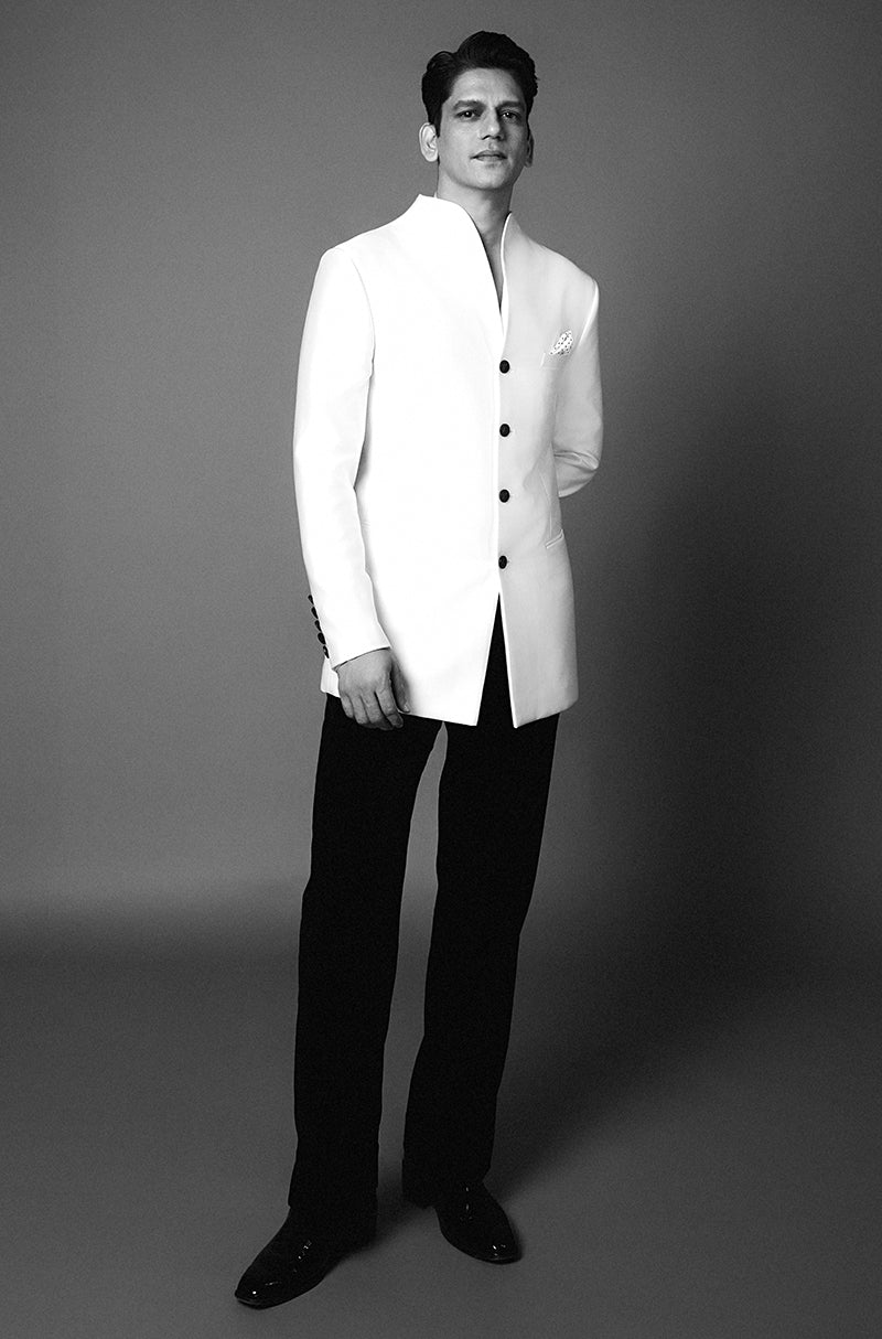 Vijay Varma in our Ivory Plain Bandhgala Set