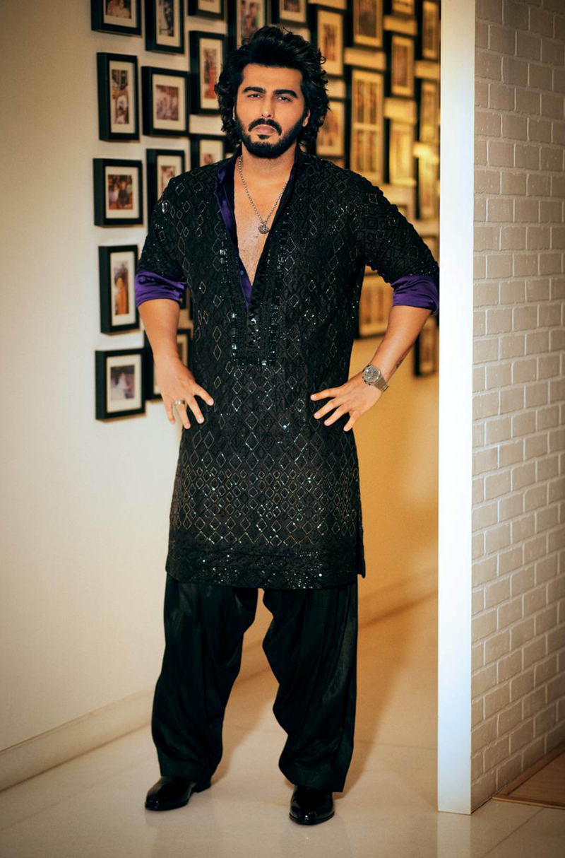 Arjun Kapoor in our Black Mijwan Chikankari Kurta Set