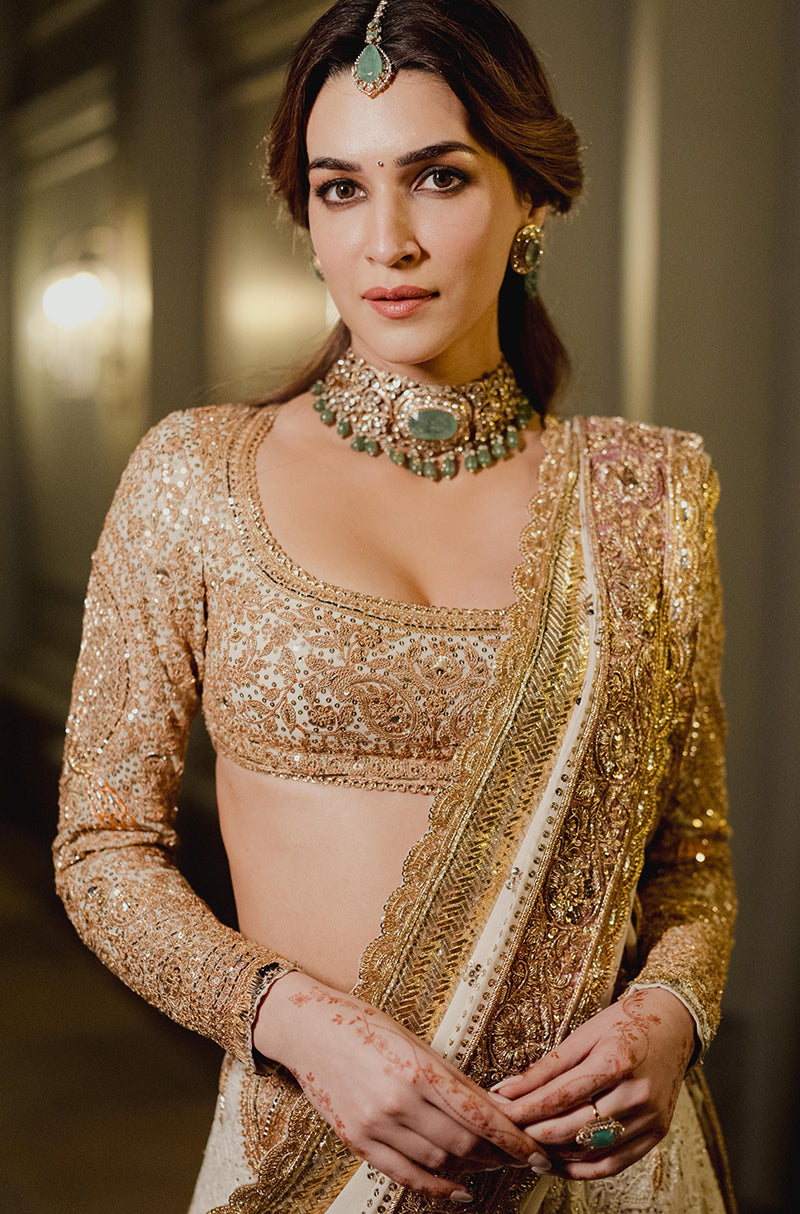 Kriti Sanon in our Ivory Chikankari Sahara Set