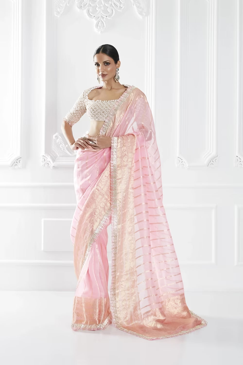 Pink Handloom Saree Set