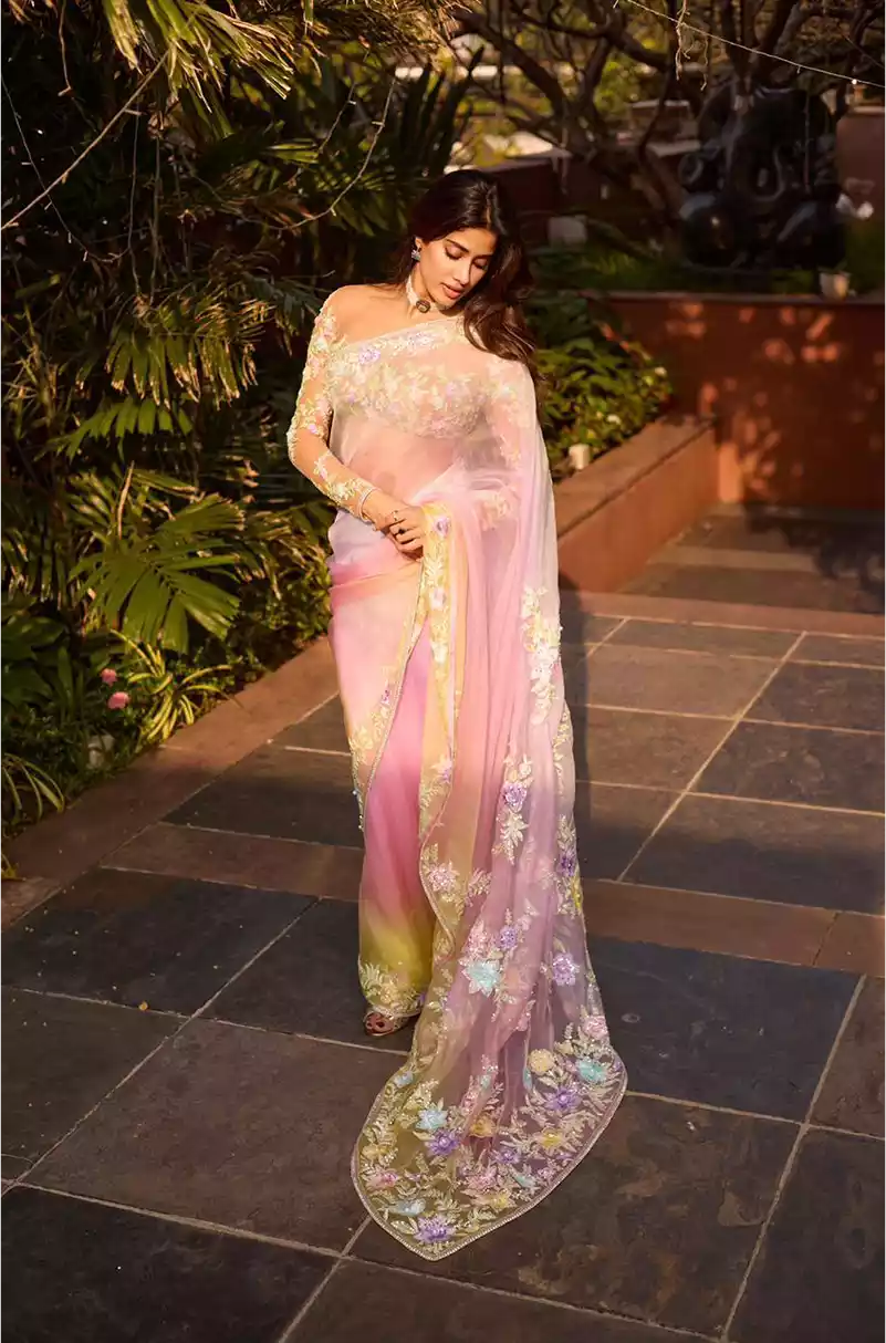 Janhvi Kapoor in our Blush Ombre Saree Set