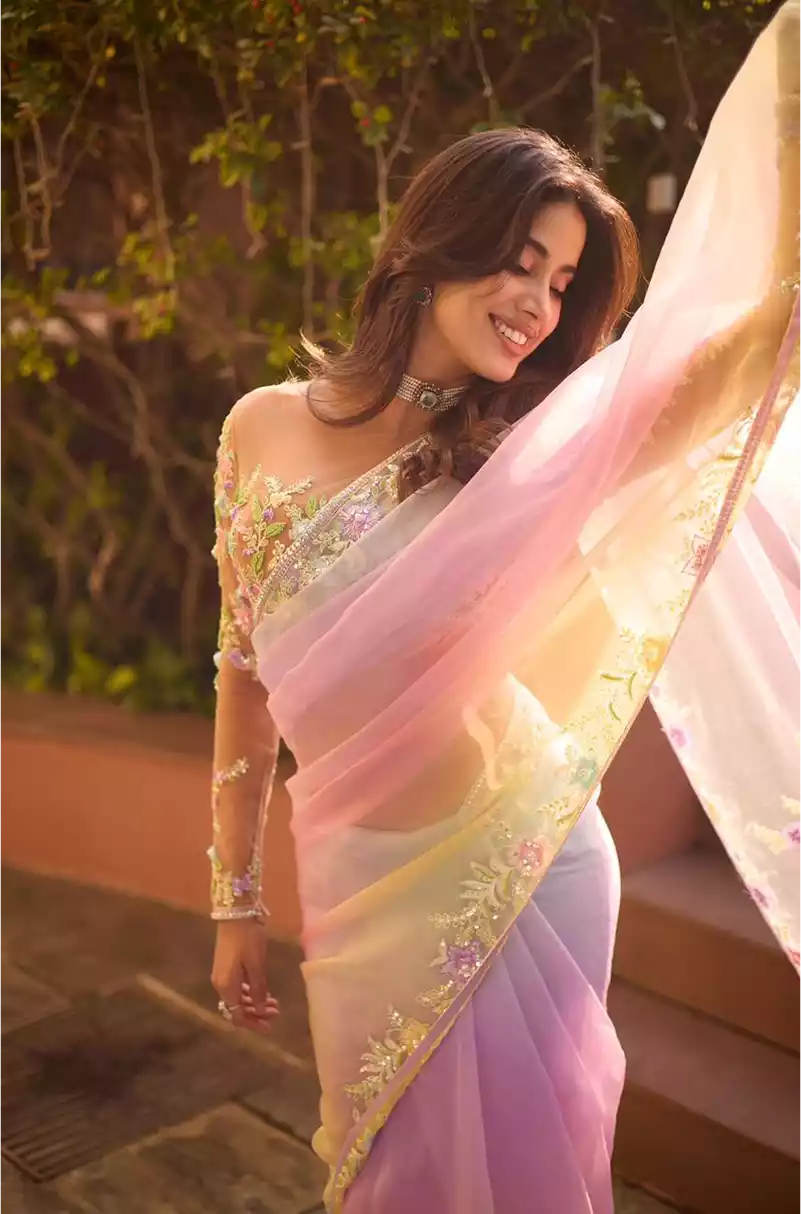 Janhvi Kapoor in our Blush Ombre Saree Set