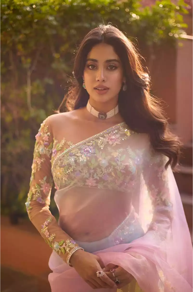 Janhvi Kapoor in our Blush Ombre Saree Set