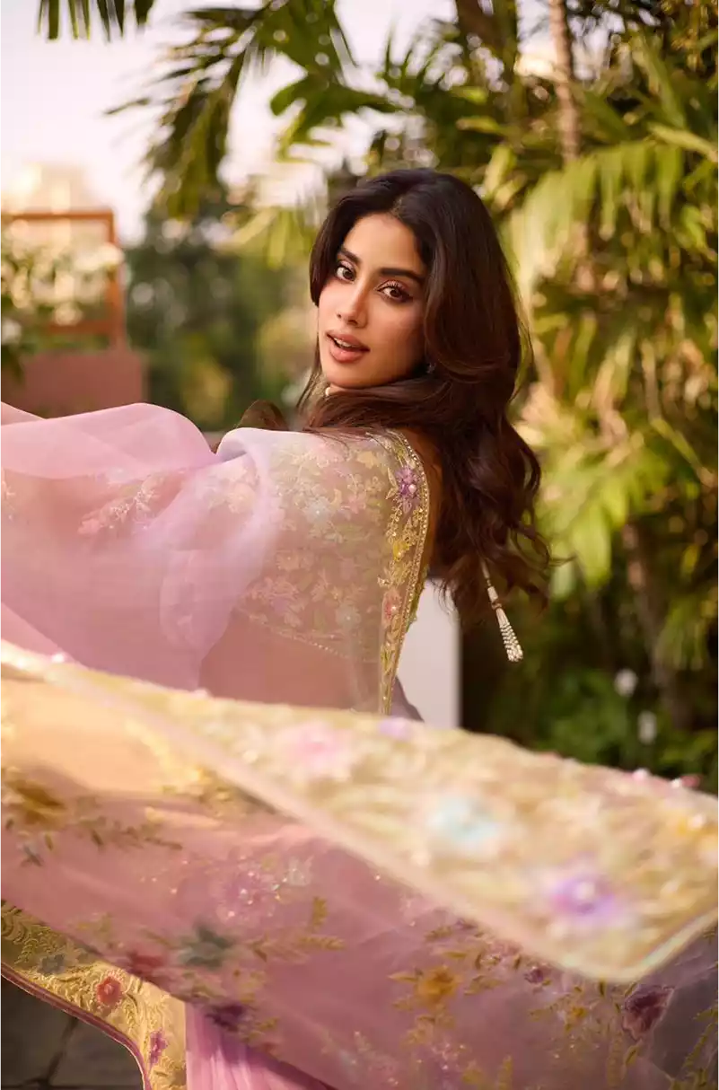 Janhvi Kapoor in our Blush Ombre Saree Set