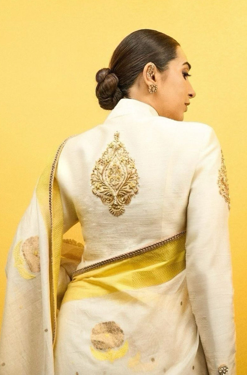 Karisma Kapoor in our Off-White Tissue Saree Set