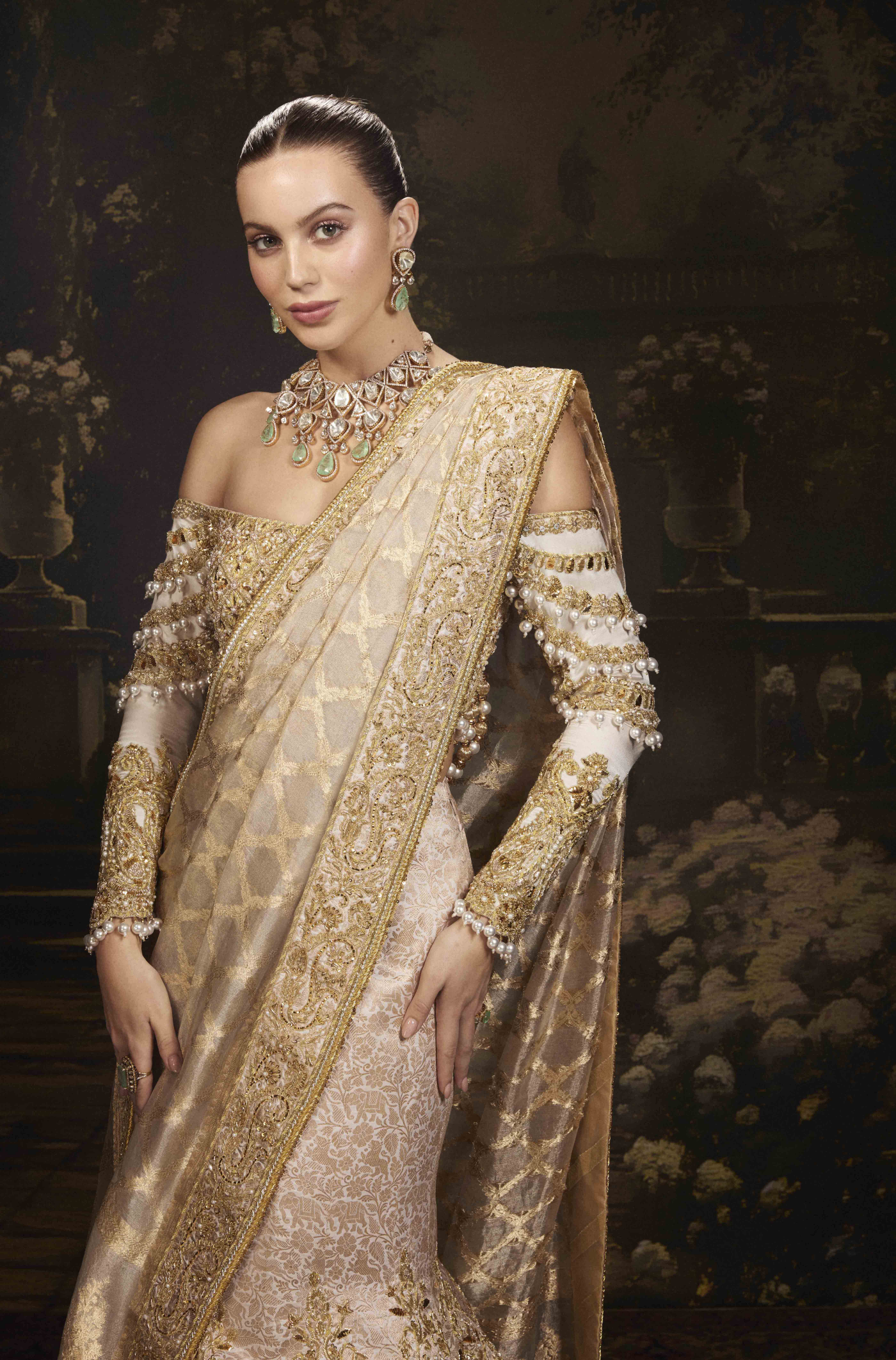 Gold Banarasi Brocade Lehenga Set