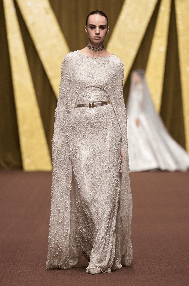 Ivory Tulle French Lace Embroidered Gown