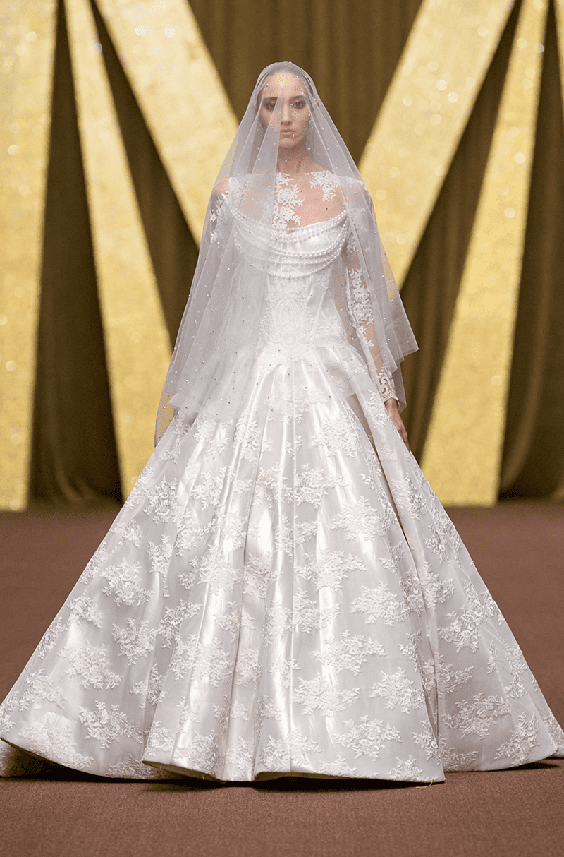 Ivory Floral Embroidered Wedding Gown