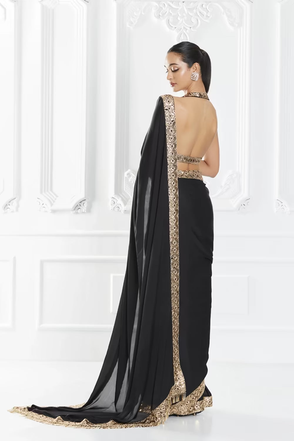 Black Taban Embellished Saree Set