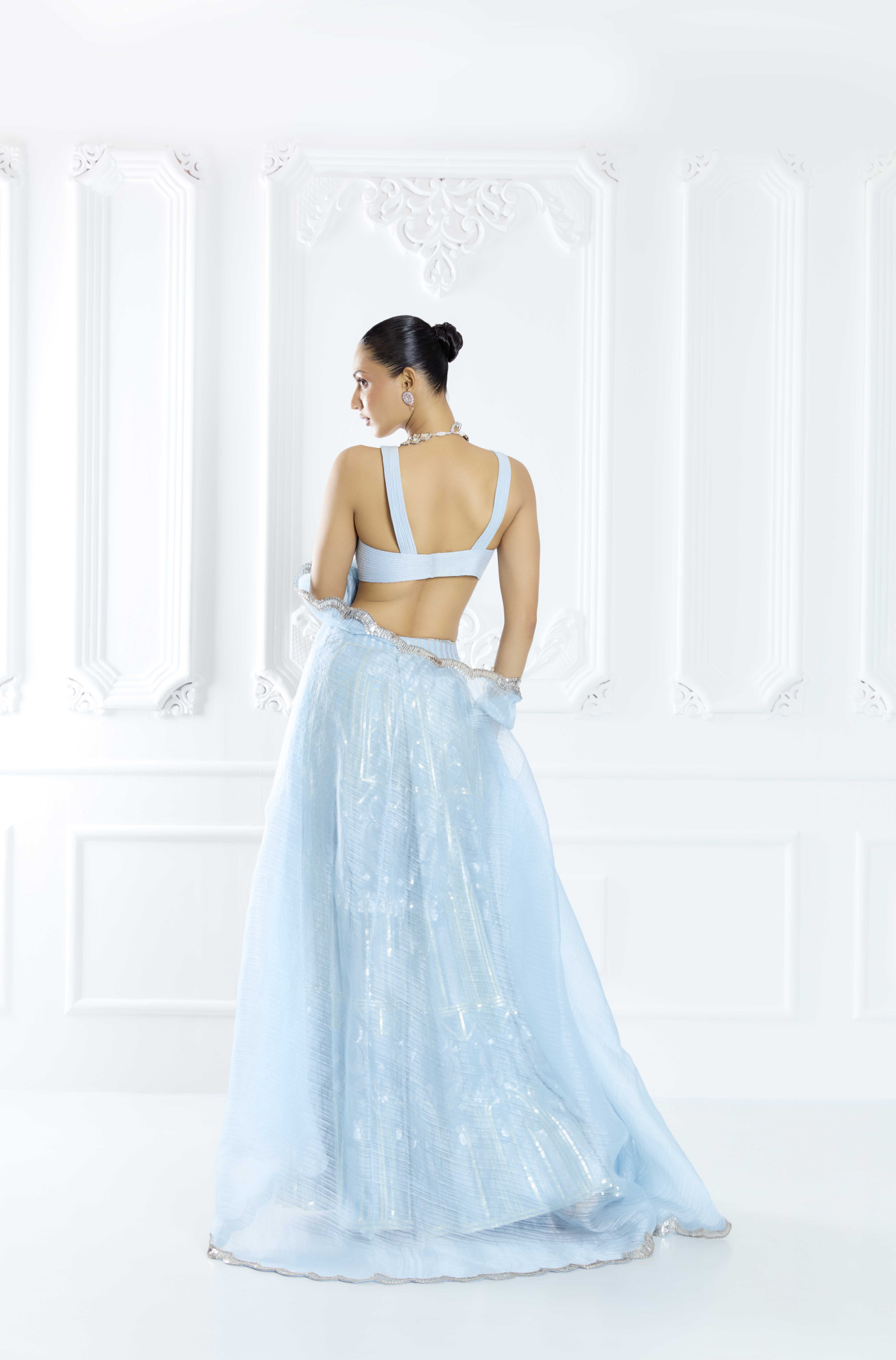 Sky Blue Embroidered Sharara Set