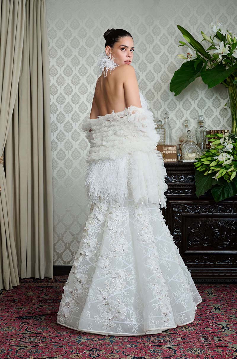 Ivory Lace with 3D Flowers Crinoline Skirt Set