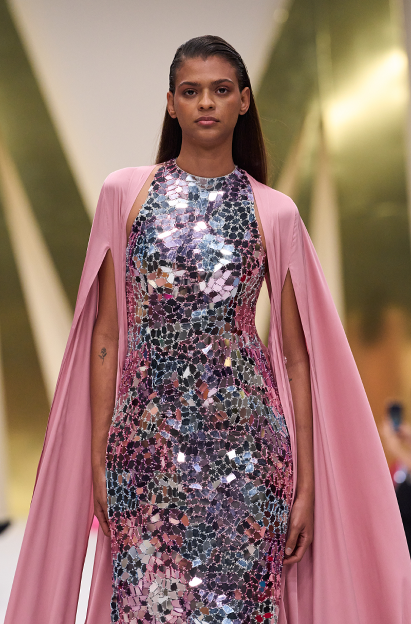 Pink Acrylic Halter Neck Dress