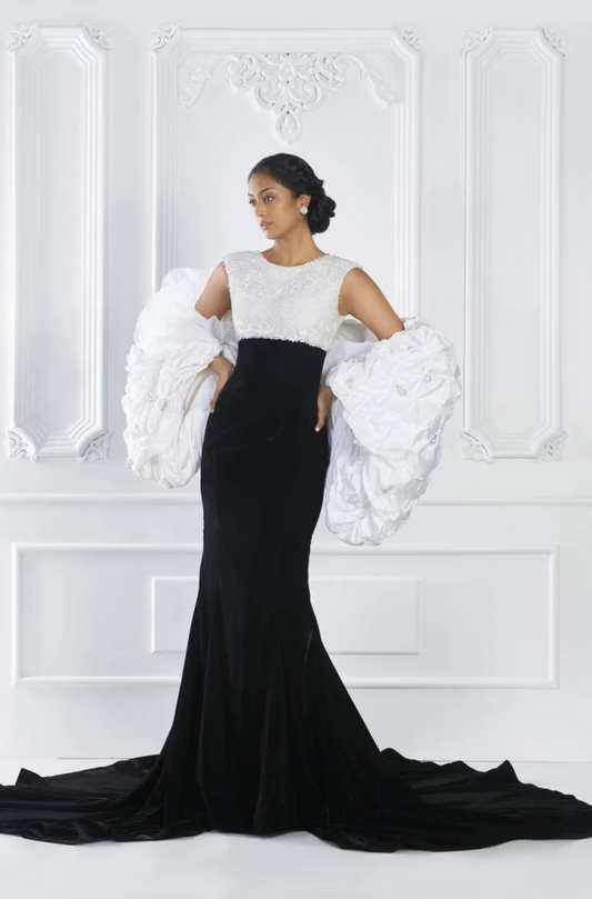 Black Encrusted Velvet Gown