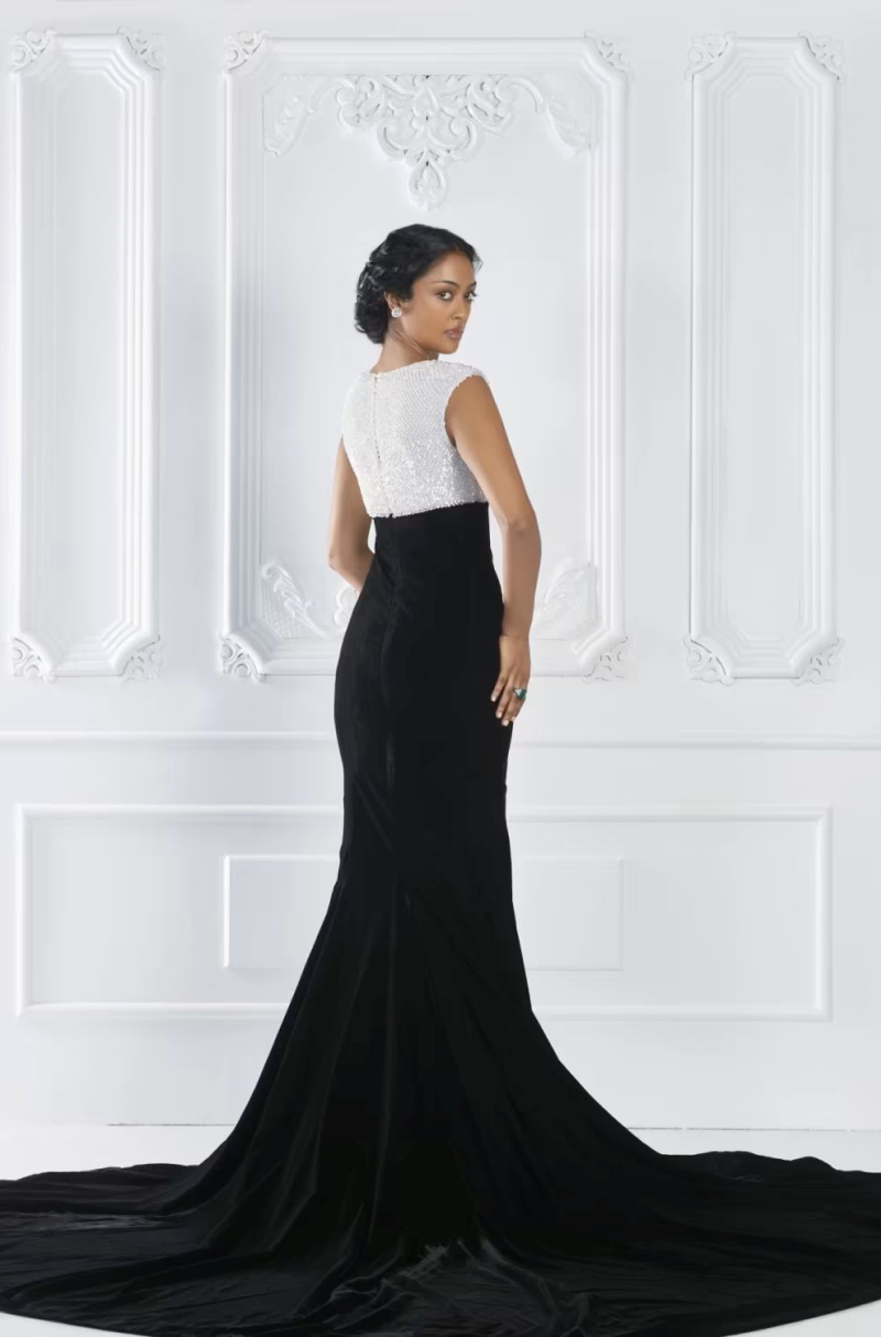 Black Encrusted Velvet Gown