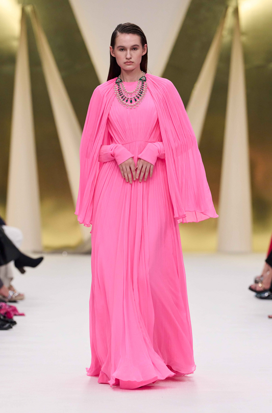Pink Gathered Drape Gown