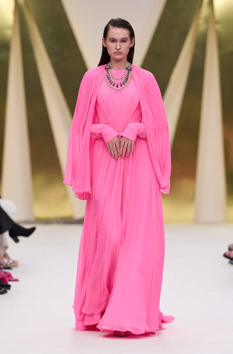 Pink Gathered Drape Gown