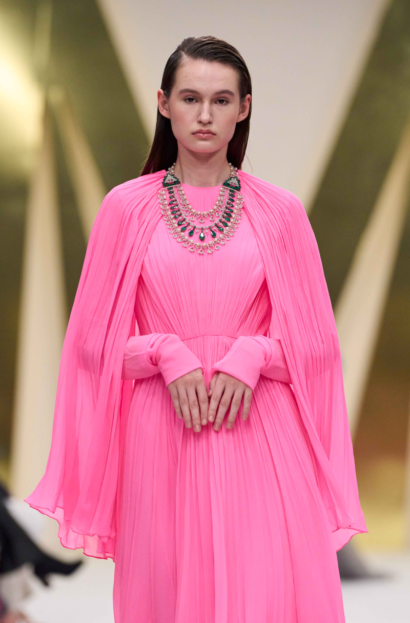 Pink Gathered Drape Gown