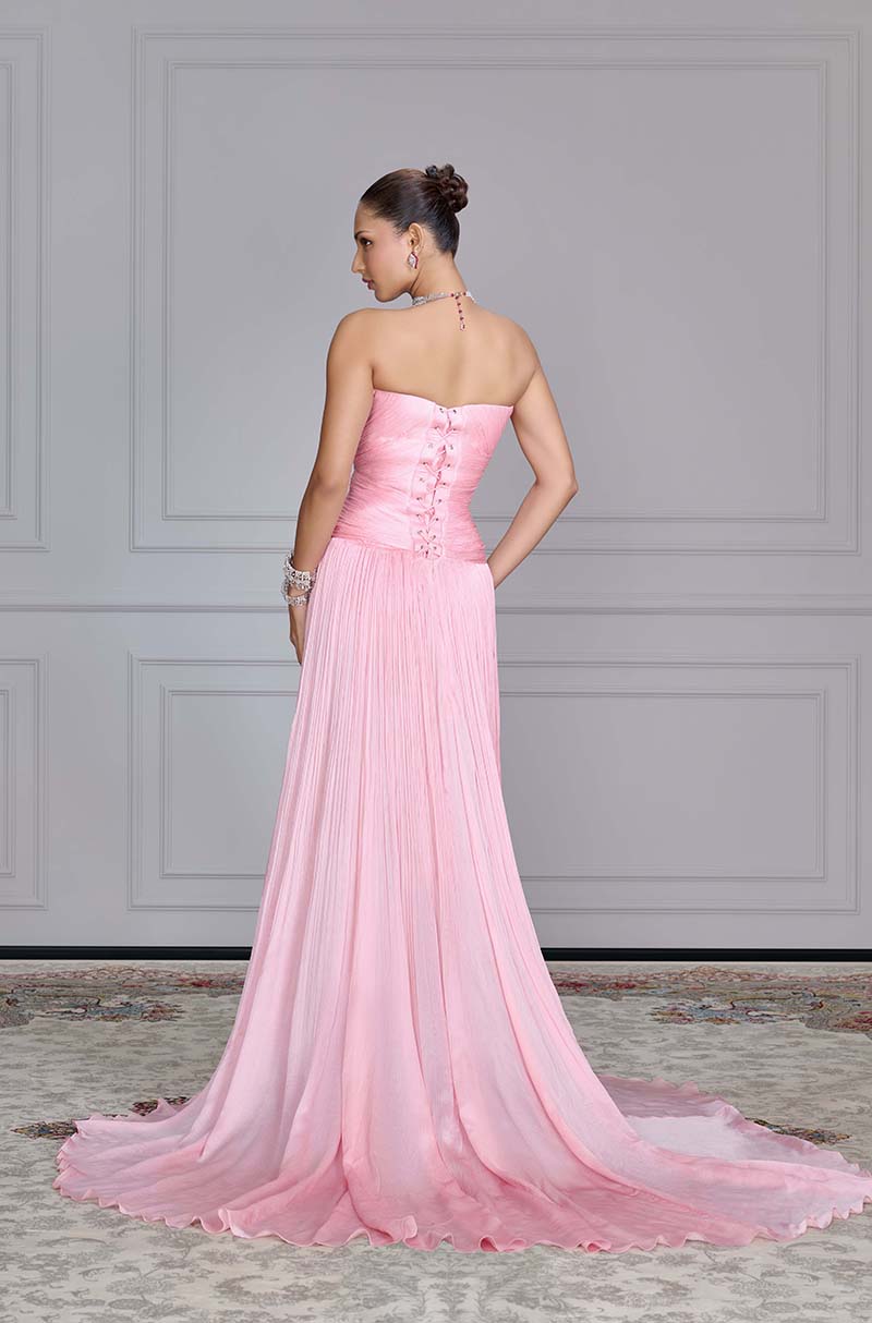 Soft Pink Textured Corset Gown