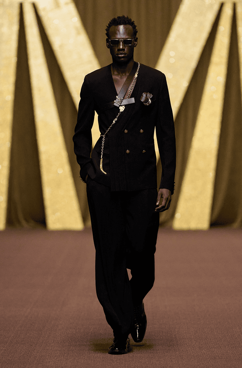 Black Assymetrical Layered Jacket Set