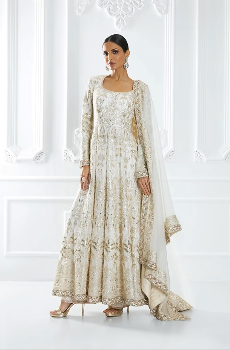 Ivory Embroidered Anarkali Set