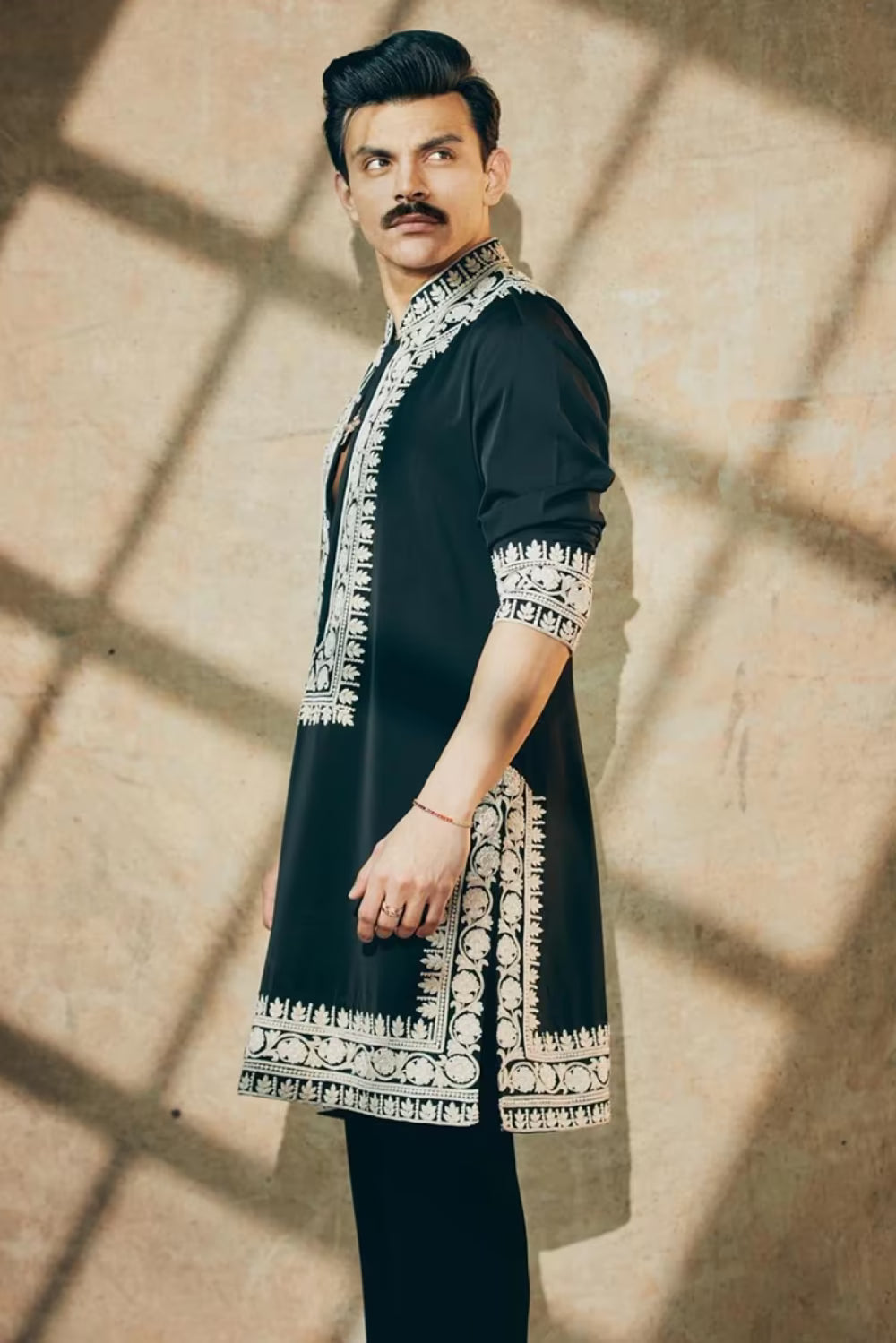 Veer Pahariya in our Black Embroidered Kurta Set