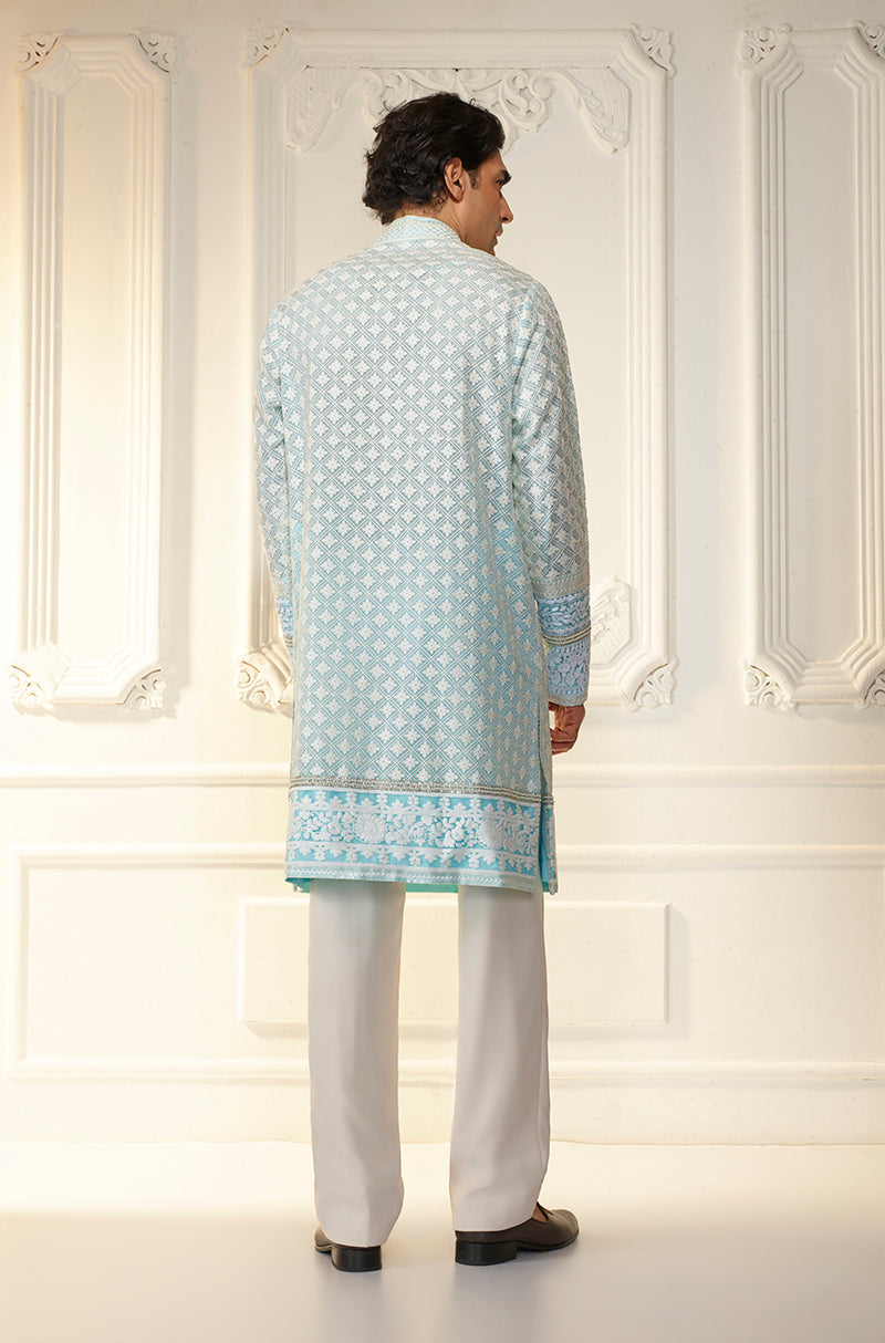 Light Blue Threadwork Kurta Set