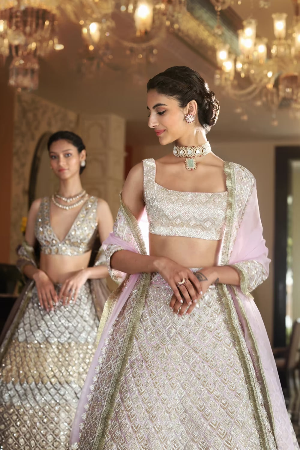 Lavender Embroidered Lehenga Set