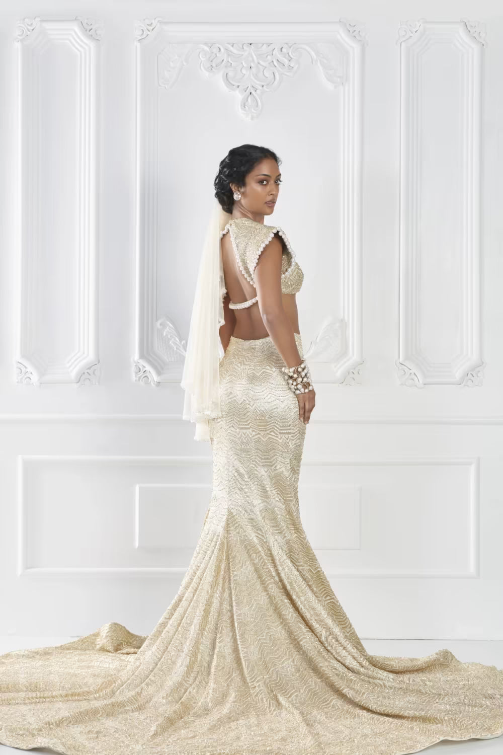 Light Gold and Ivory Lehenga Set