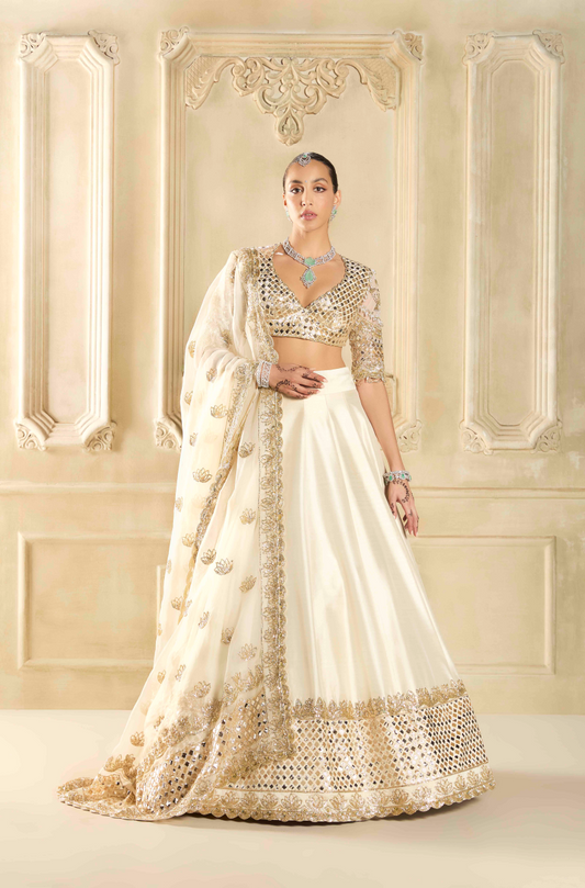 Lotus Bloom Ivory Embroidered Lehenga Set