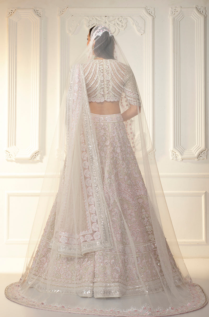 Ivory Chikankari Mijwan Embroidered Lehenga Set