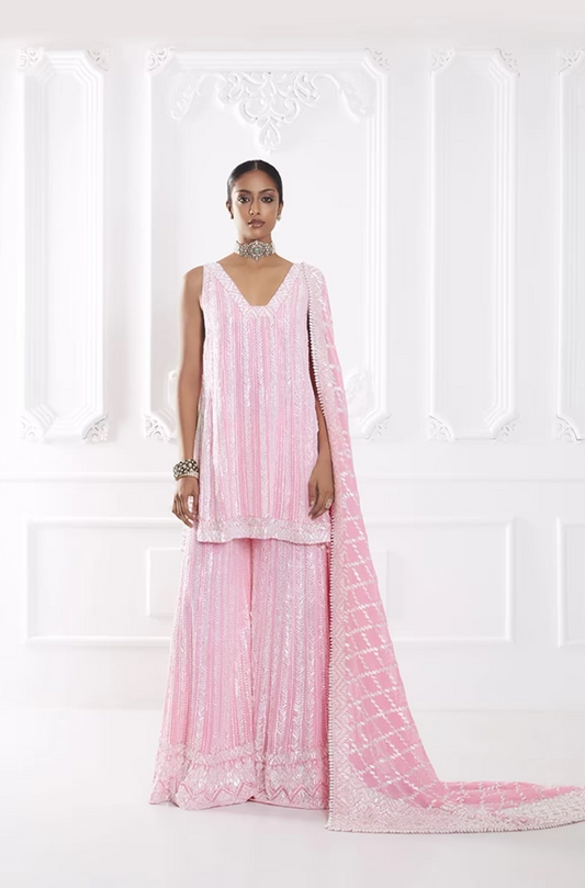 Candy Pink Taban Sequin Kurta Set