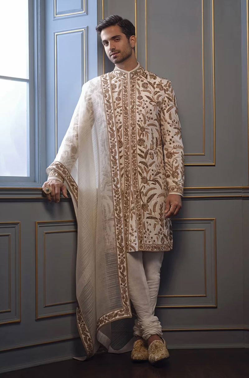 Ivory with Gold Dori Embellished Sherwani Set – Manish Malhotra
