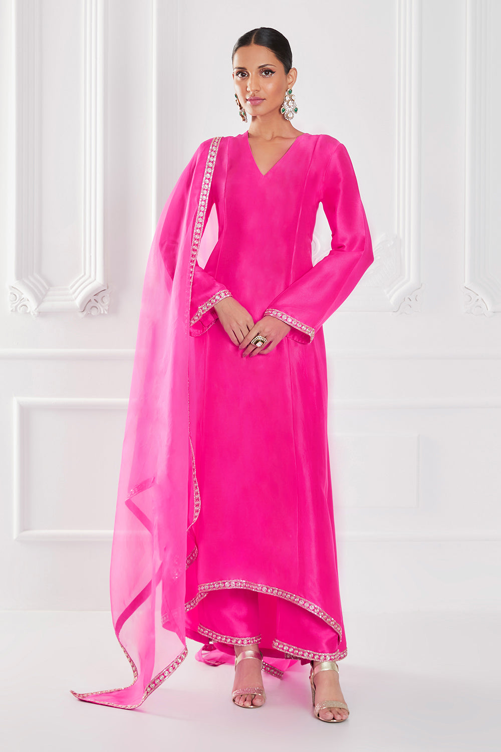Roseate Pink Dupion Crepe Kurta Set