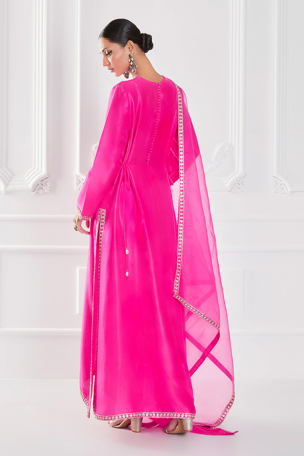 Roseate Pink Dupion Crepe Kurta Set