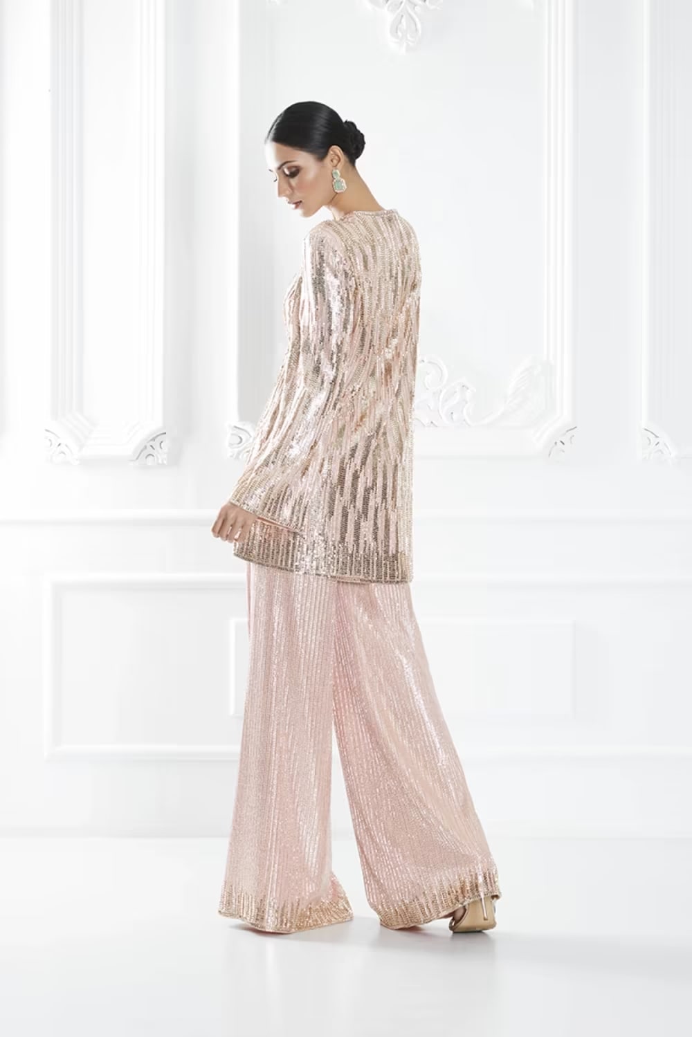 Peach Sequin Embellished Co-ord Set