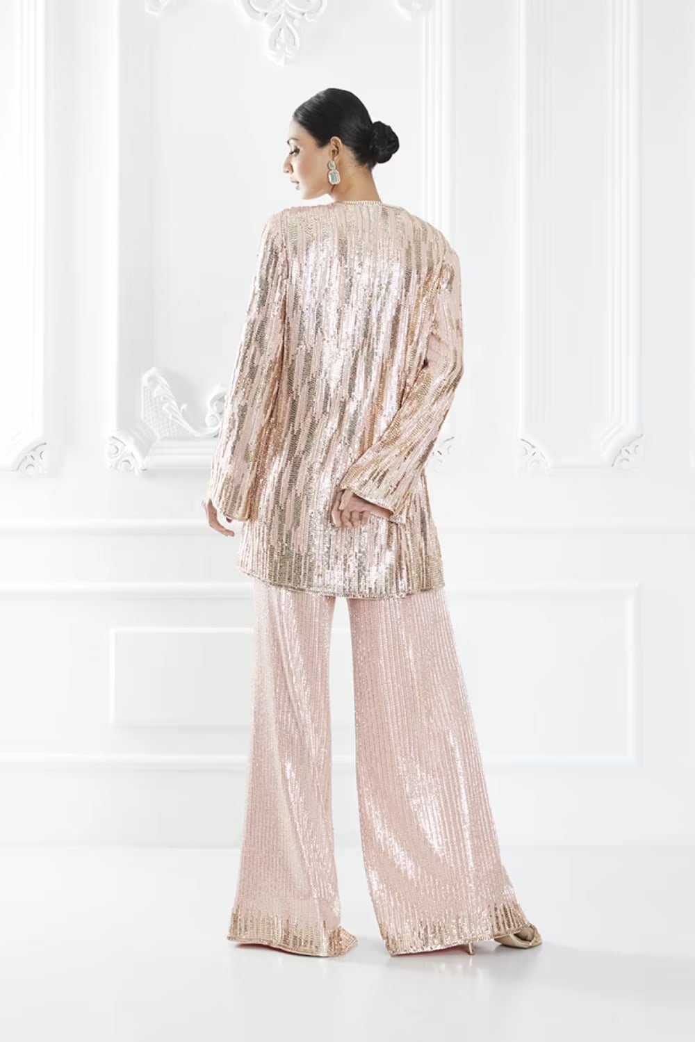 Peach Sequin Embellished Co-ord Set