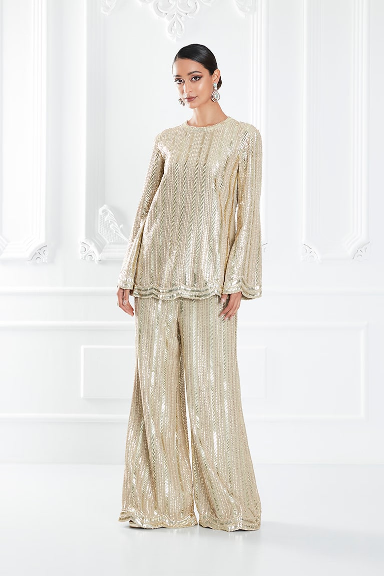 Gold Sequin Embellished Co-ord Set