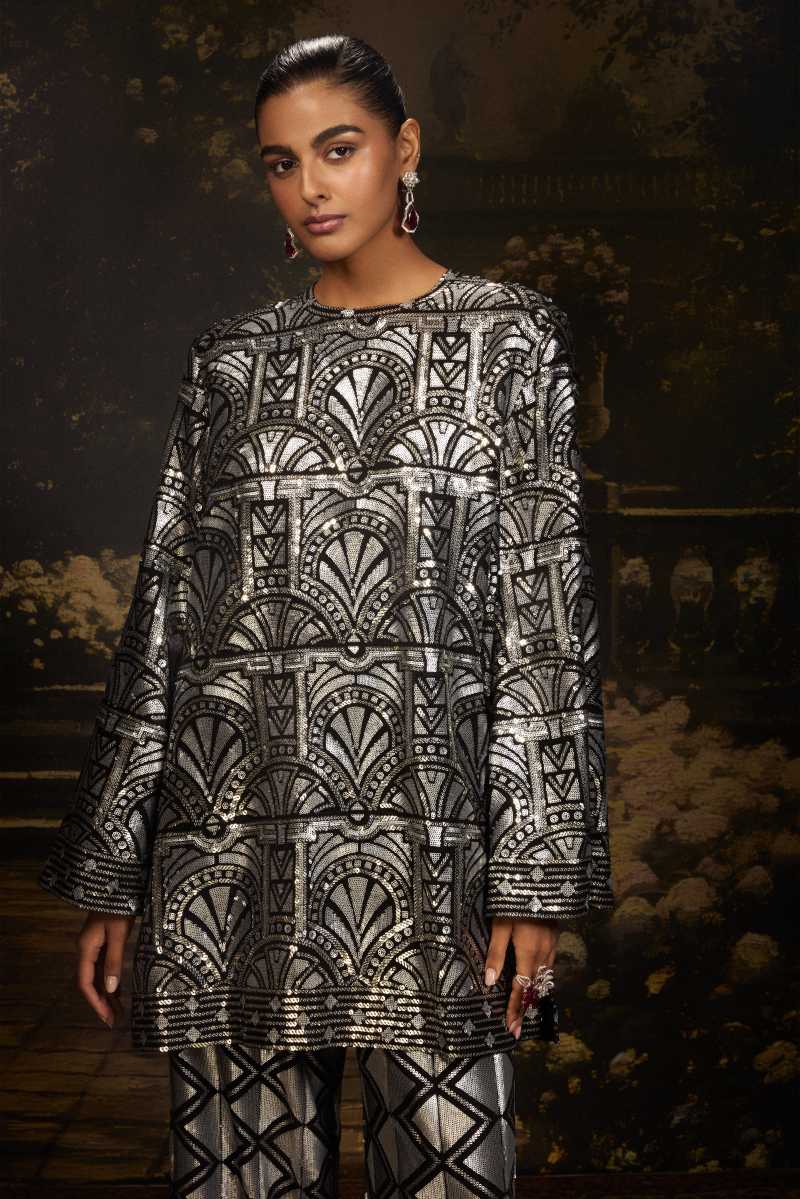 Black-Silver Kurta & Pant Set