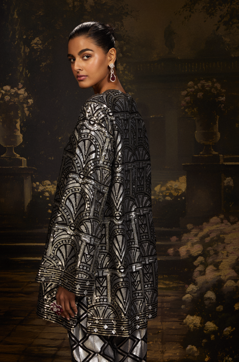 Black-Silver Kurta & Pant Set