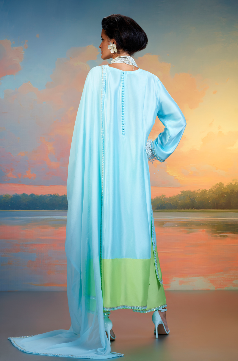 Aqua Cascade Kurta Set